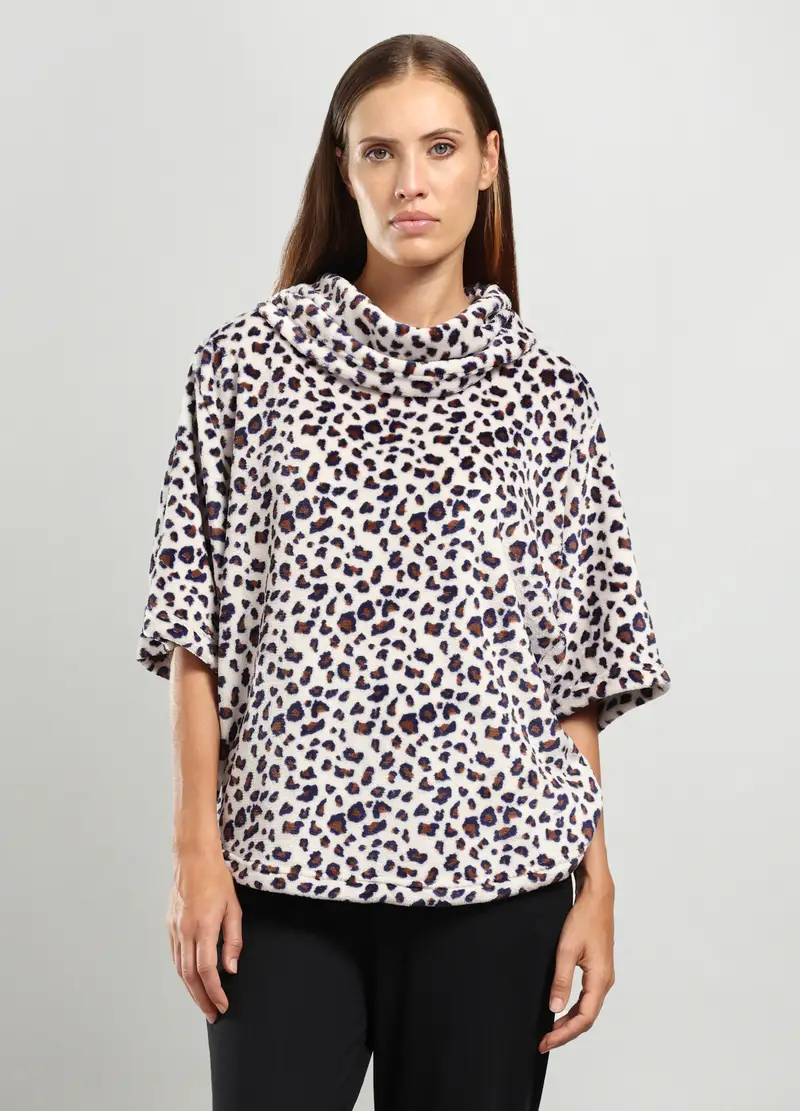 Poncho In Coral Fleece Donna, Marrone beige