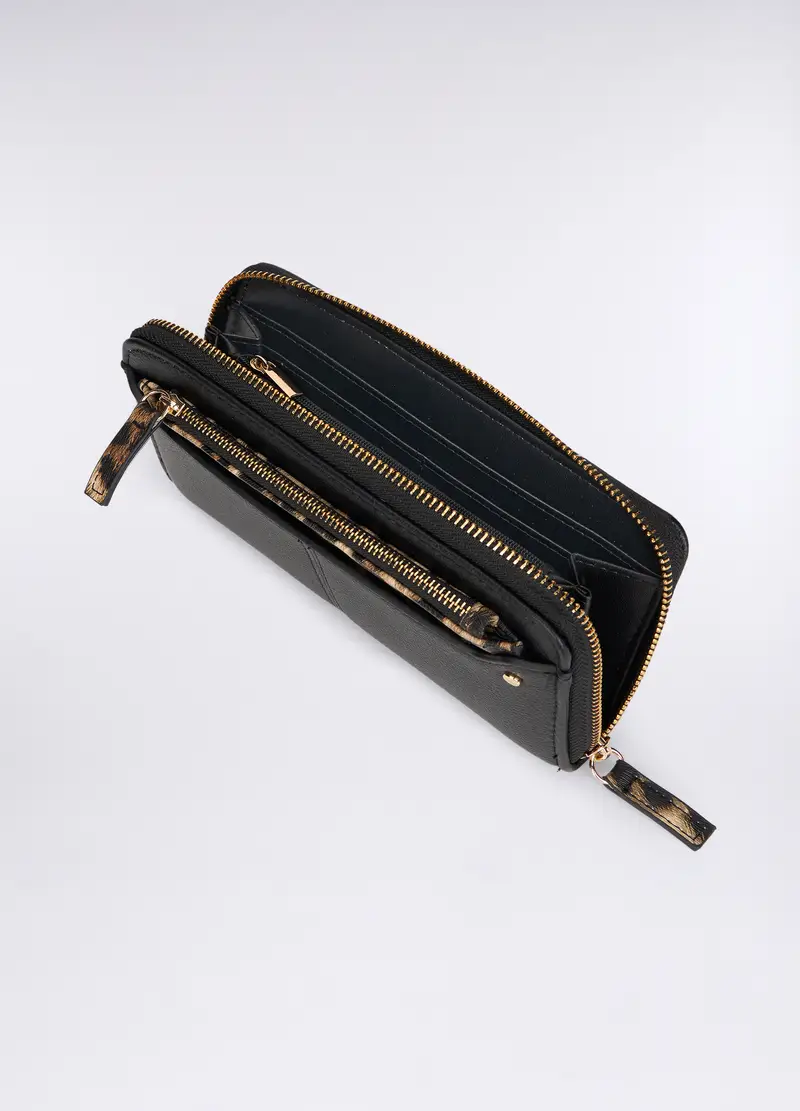 Portafoglio In Eco Pelle Donna, Nero/beige miniatura 2