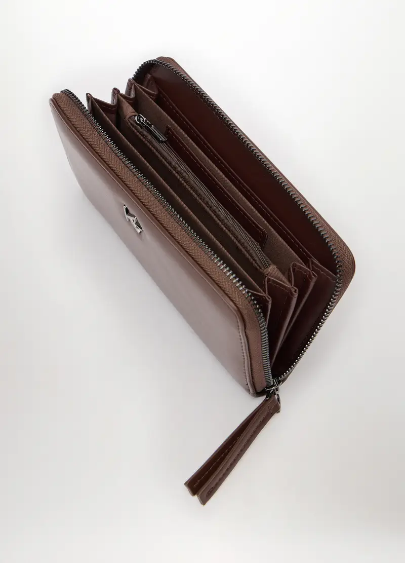 Portafoglio In Ecopelle Donna, Marrone scuro miniatura 2