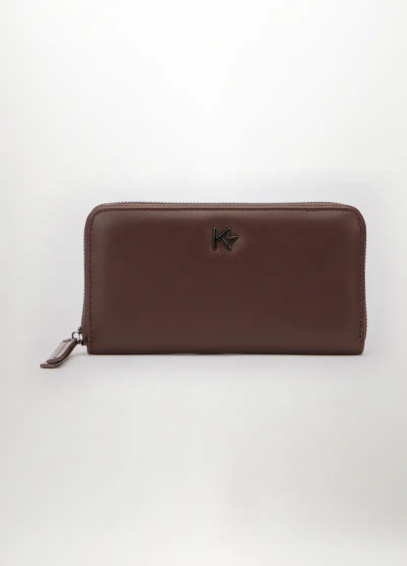 Portafoglio In Ecopelle Donna, Marrone scuro