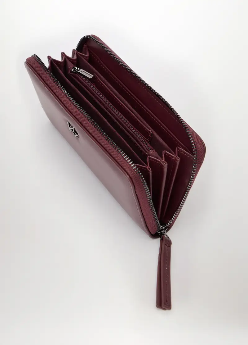 Portafoglio In Ecopelle Donna, Rosso burgundy miniatura 2