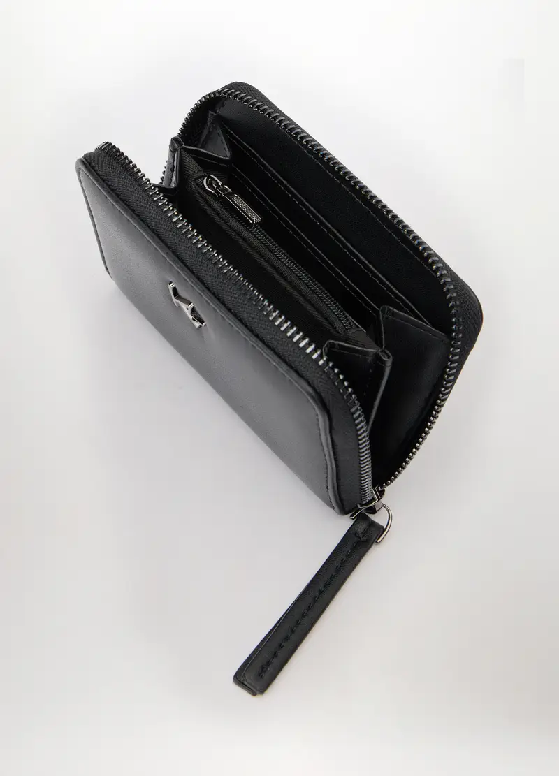 Portafoglio Piccolo In Ecopelle Donna, Nero miniatura 2