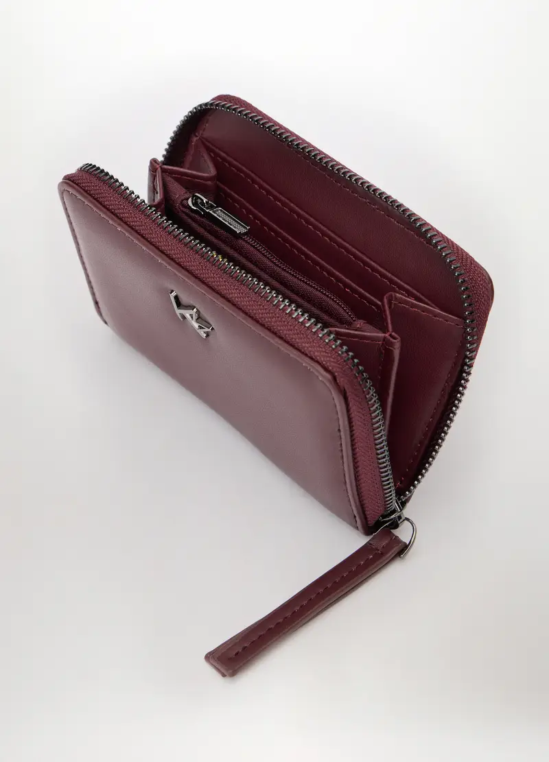 Portafoglio Piccolo In Ecopelle Donna, Rosso burgundy miniatura 2