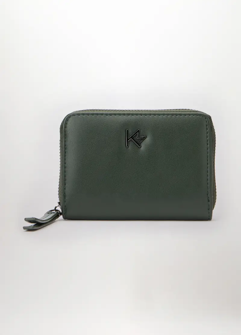 Portafoglio Piccolo In Ecopelle Donna, Verde scuro