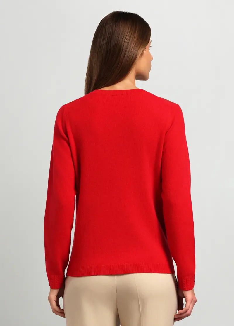 Pull Over In Puro Cashmere Donna, Rosso aragosta miniatura 2