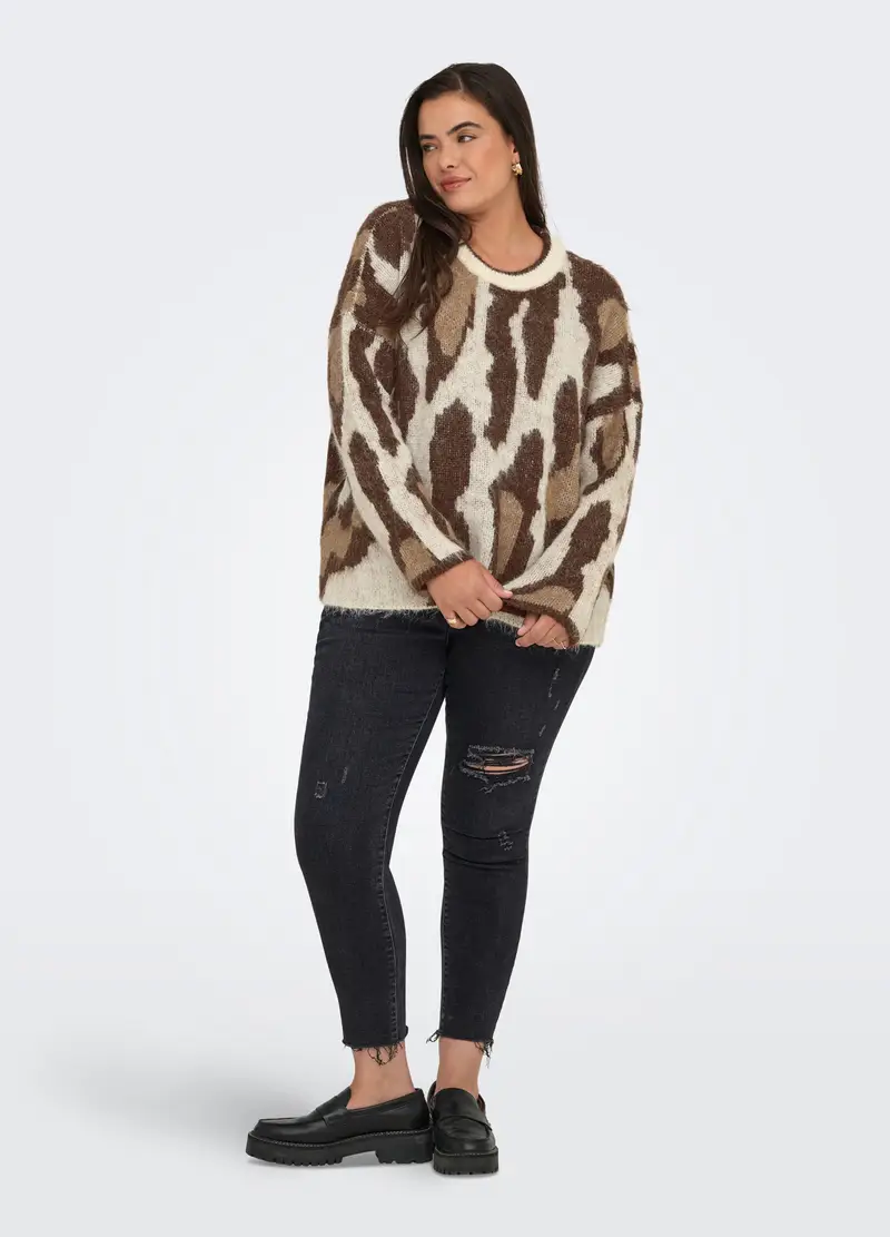 Pullover A Maniche Lunge Regular Fit, Unisex, Bianco/Marrone miniatura 3