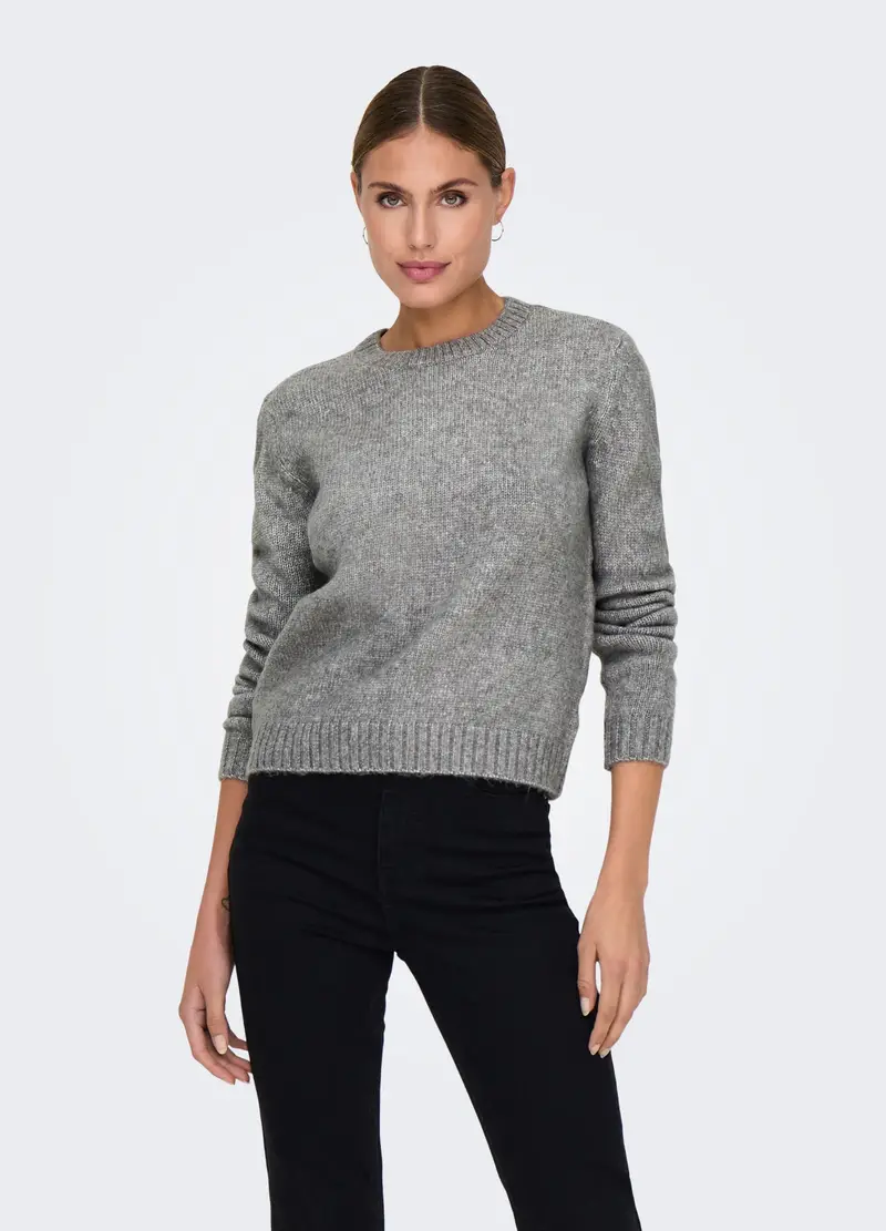 Pullover A Maniche Lunghe, Donna, Grigio