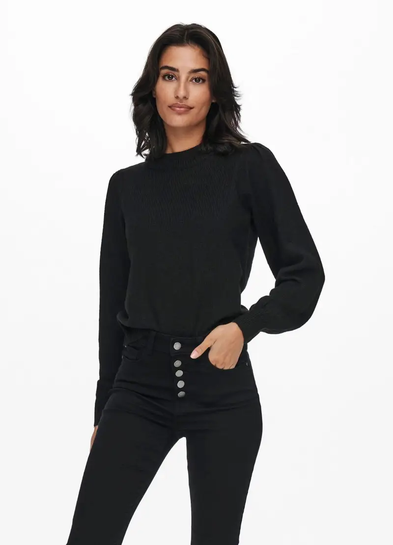 Pullover A Maniche Lunghe, Unisex, Nero