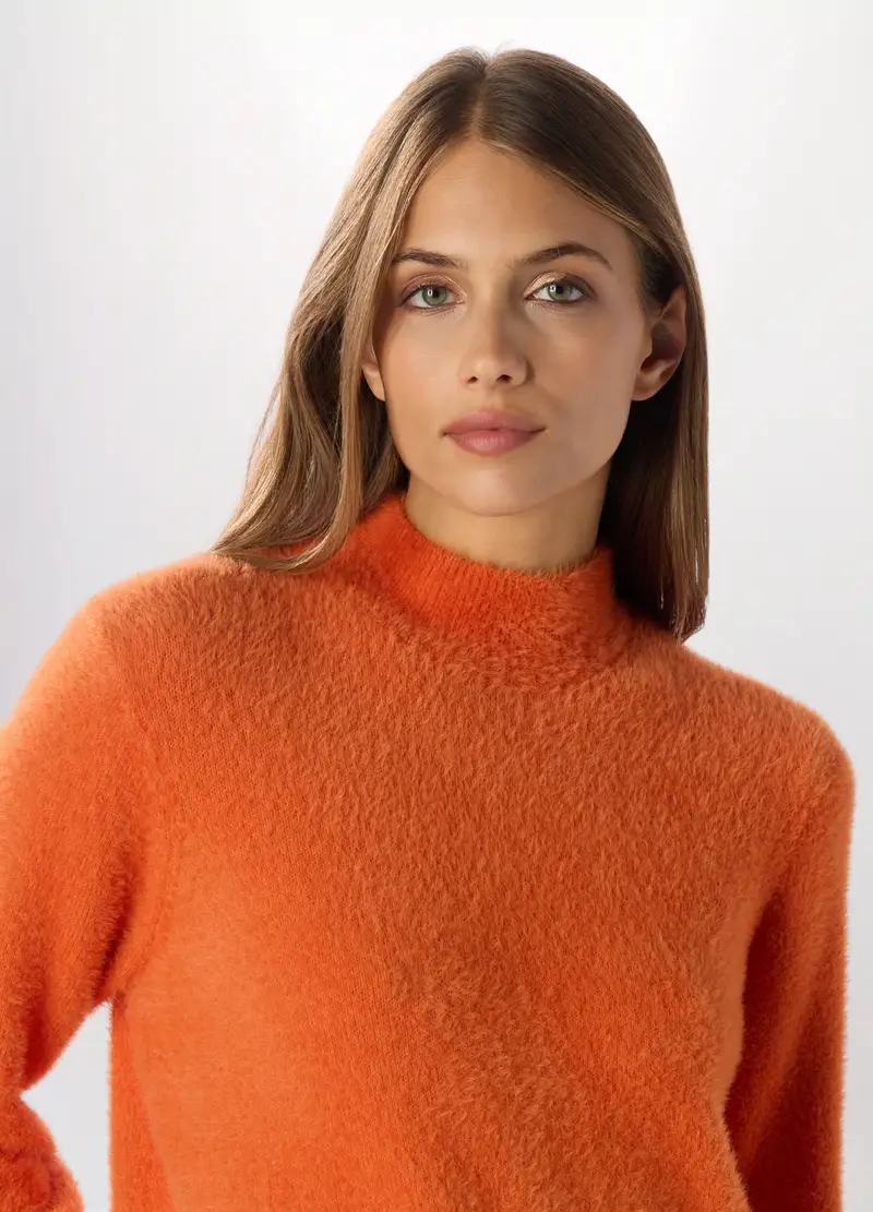 Pullover Fluffy Donna, Arancione tangerine miniatura 3