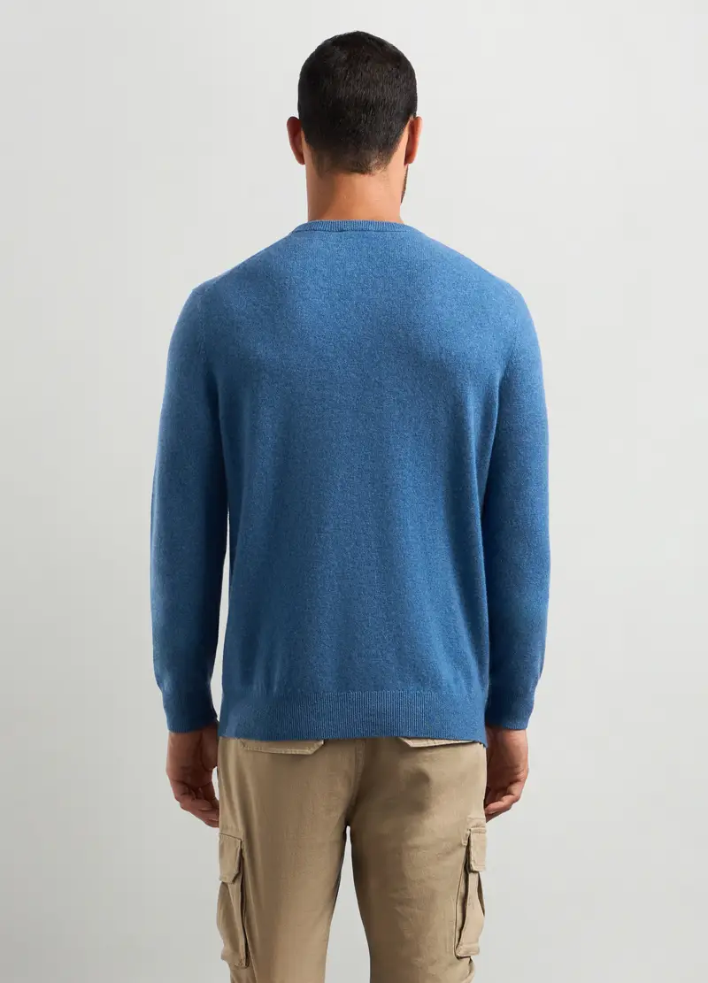 Pullover Girocollo In Puro Cashmere Uomo, Azzurro turchese miniatura 2