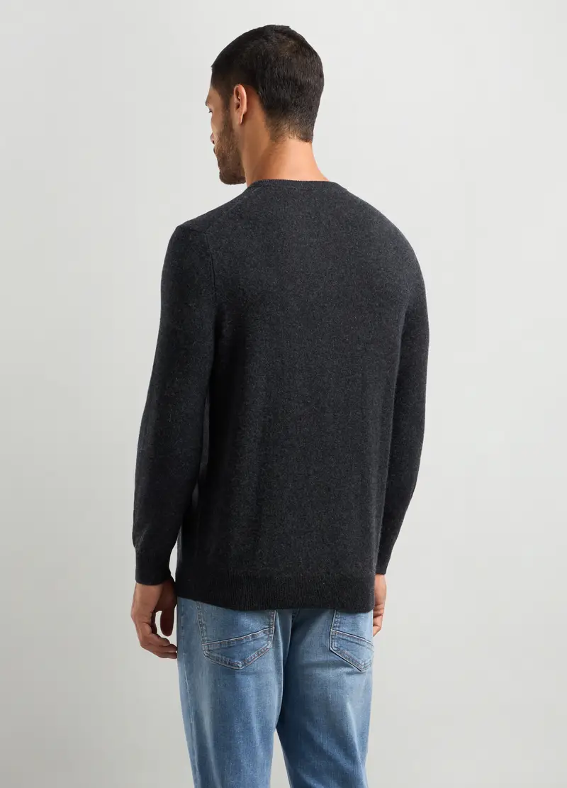 Pullover Girocollo In Puro Cashmere Uomo, Grigio scuro miniatura 2