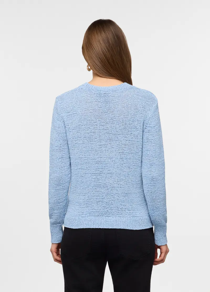 Pullover Girocollo Operato Donna, Azzurro miniatura 2