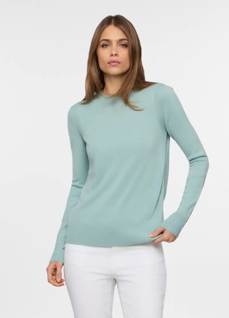 Pullover Girocollo Rasato Donna, Azzurro chiaro