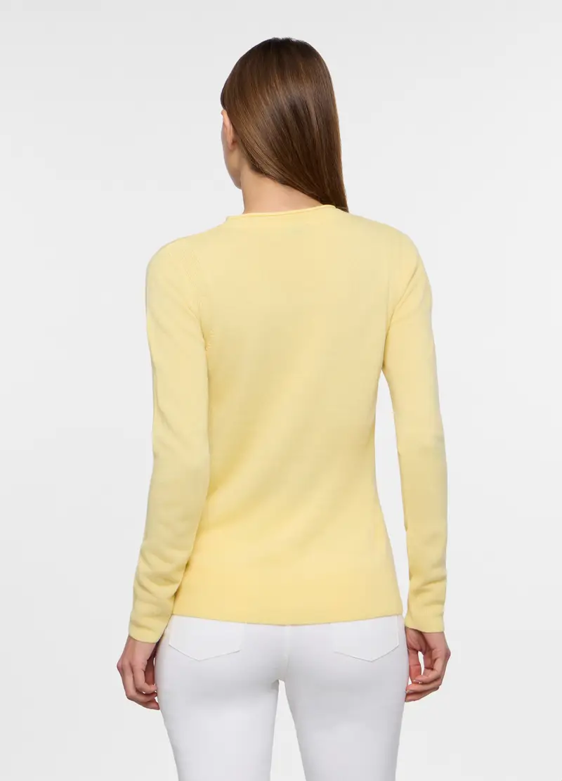Pullover Girocollo Rasato Donna, Giallo limone miniatura 2