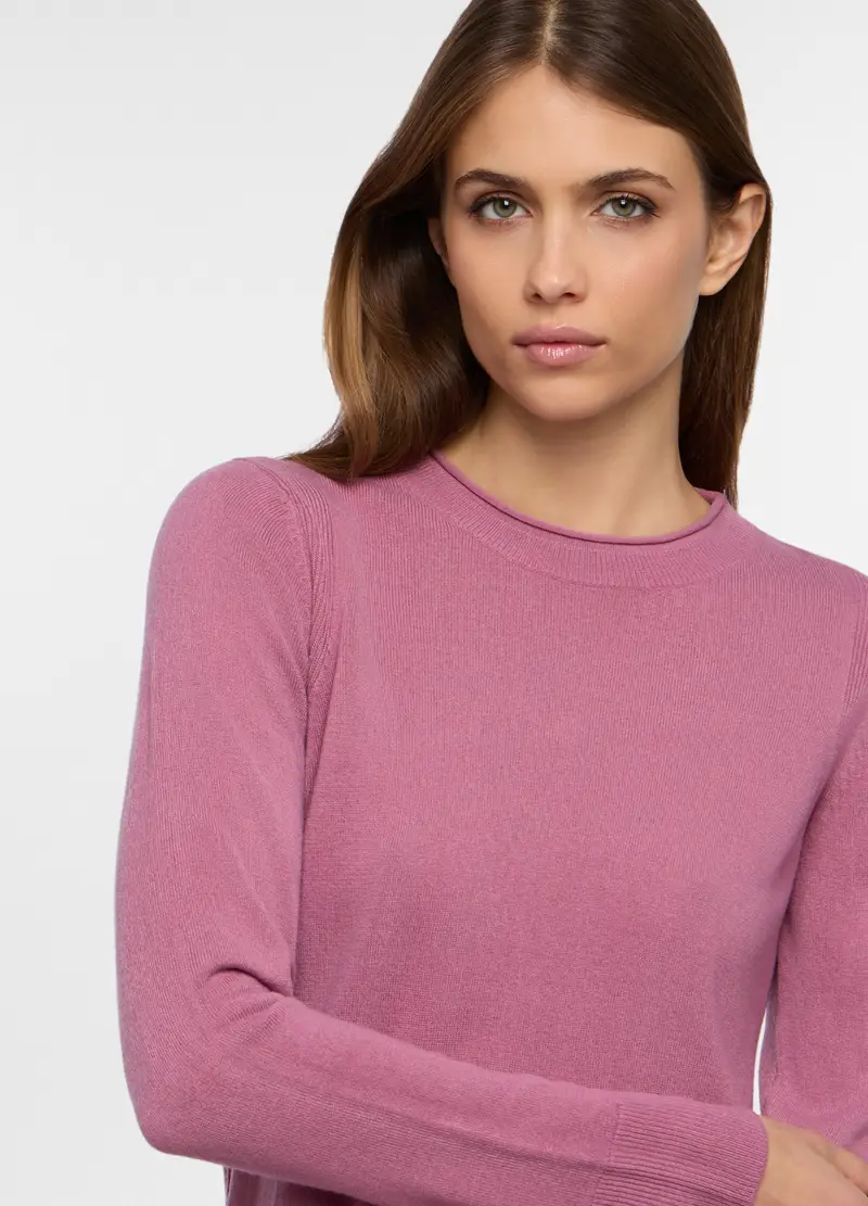 Pullover Girocollo Rasato Donna, Rosa pastello miniatura 3