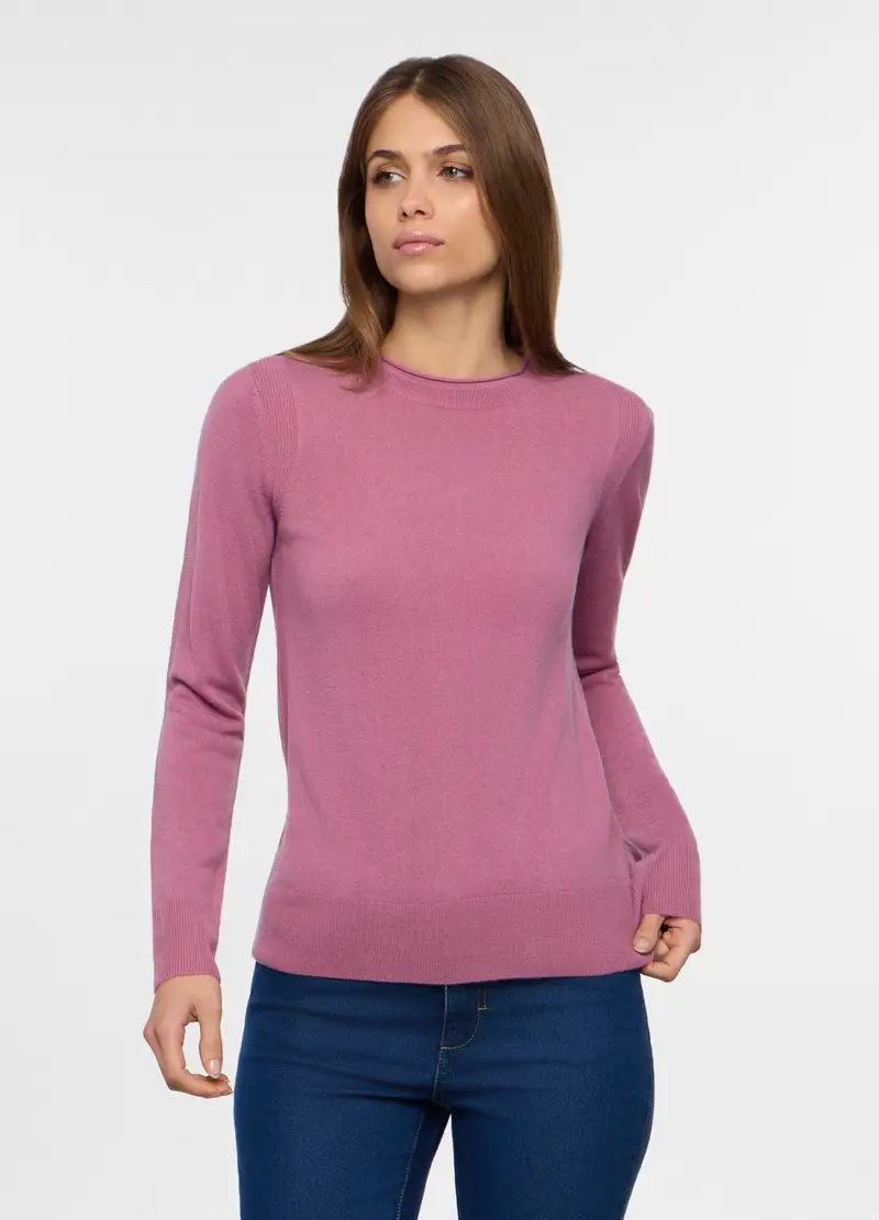 Pullover Girocollo Rasato Donna, Rosa pastello