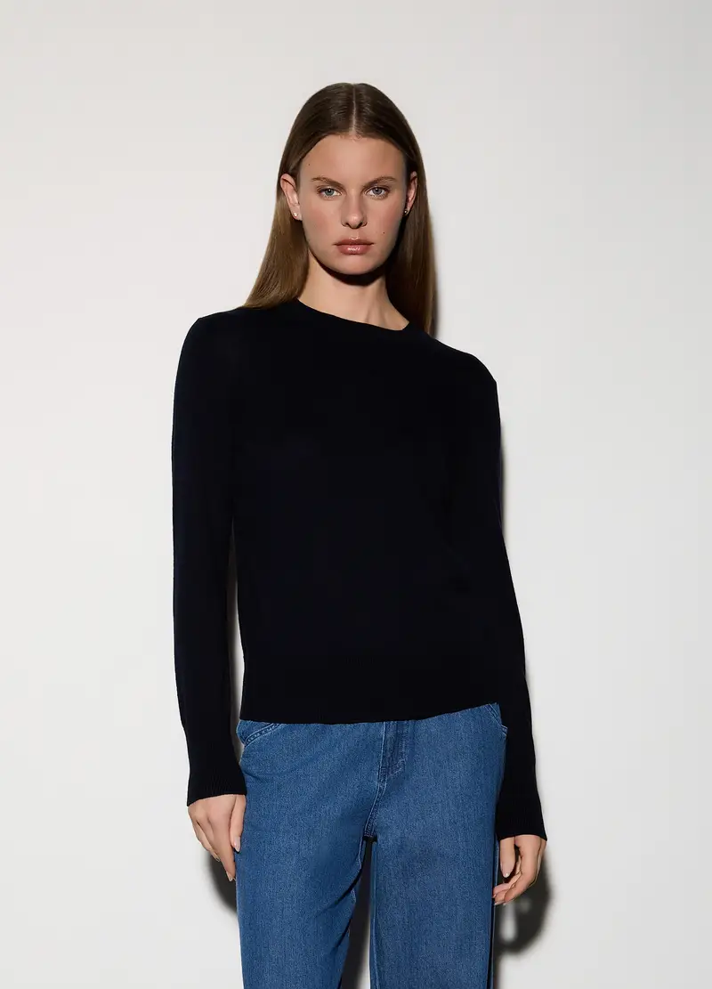 Pullover Girocollo Rasato Donna, Unisex, Blu navy miniatura 2