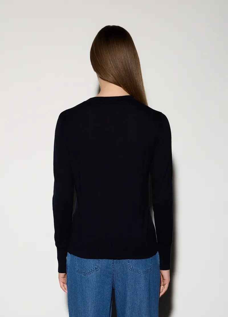 Pullover Girocollo Rasato Donna, Unisex, Blu navy miniatura 3