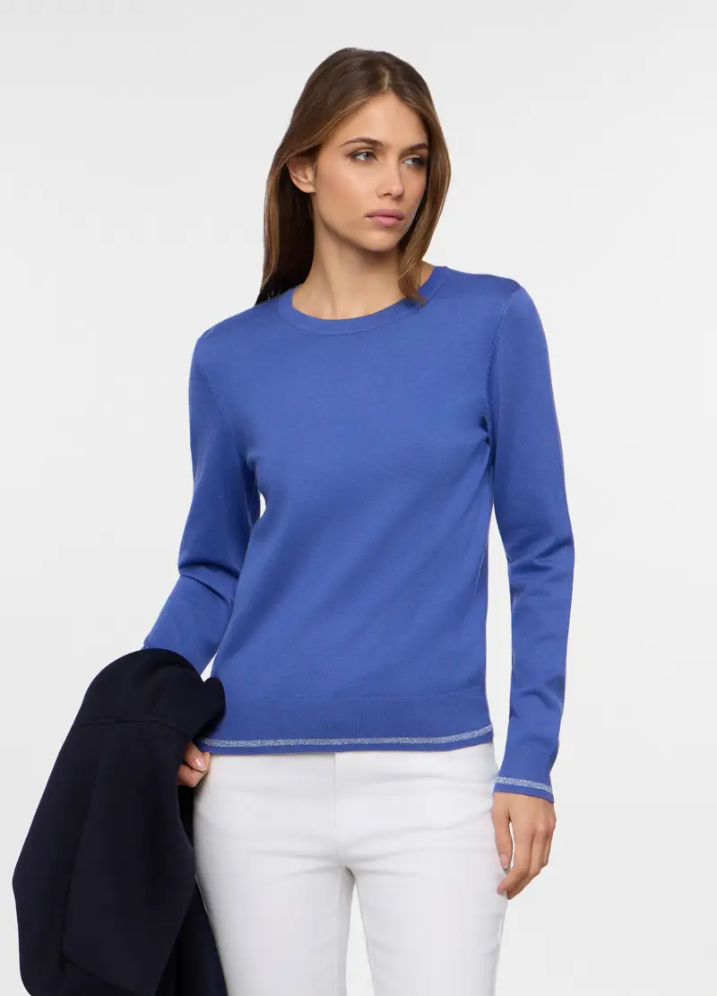 Pullover Girocollo Rasato Donna, Viola lilla