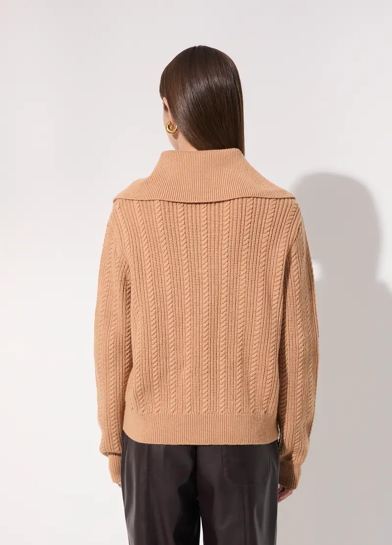 Pullover In Misto Lana Con Colletto Donna, Unisex, Beige scuro miniatura 3