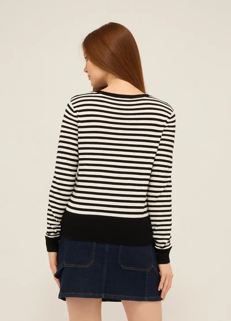 Pullover In Misto Viscosa Donna, Blu navy miniatura 2