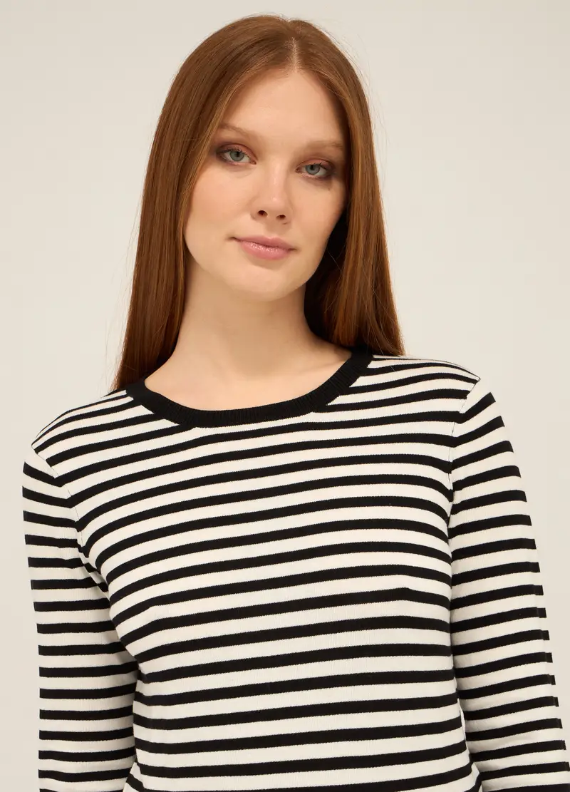 Pullover In Misto Viscosa Donna, Blu navy miniatura 3