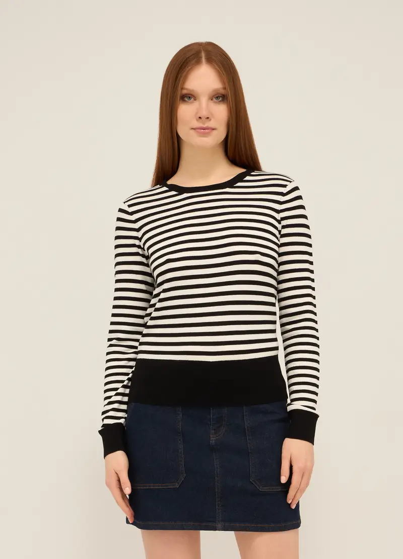 Pullover In Misto Viscosa Donna, Blu navy