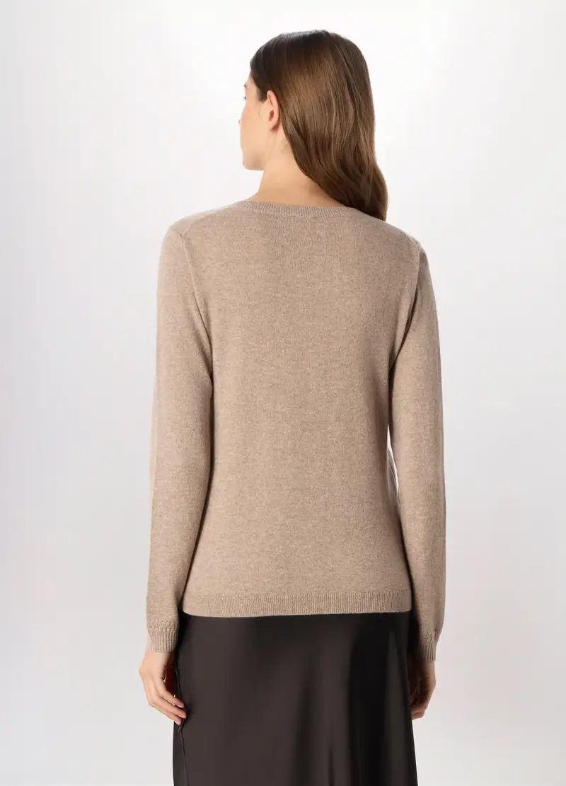 Pullover In Puro Cashmere Donna, Grigio tortora miniatura 2