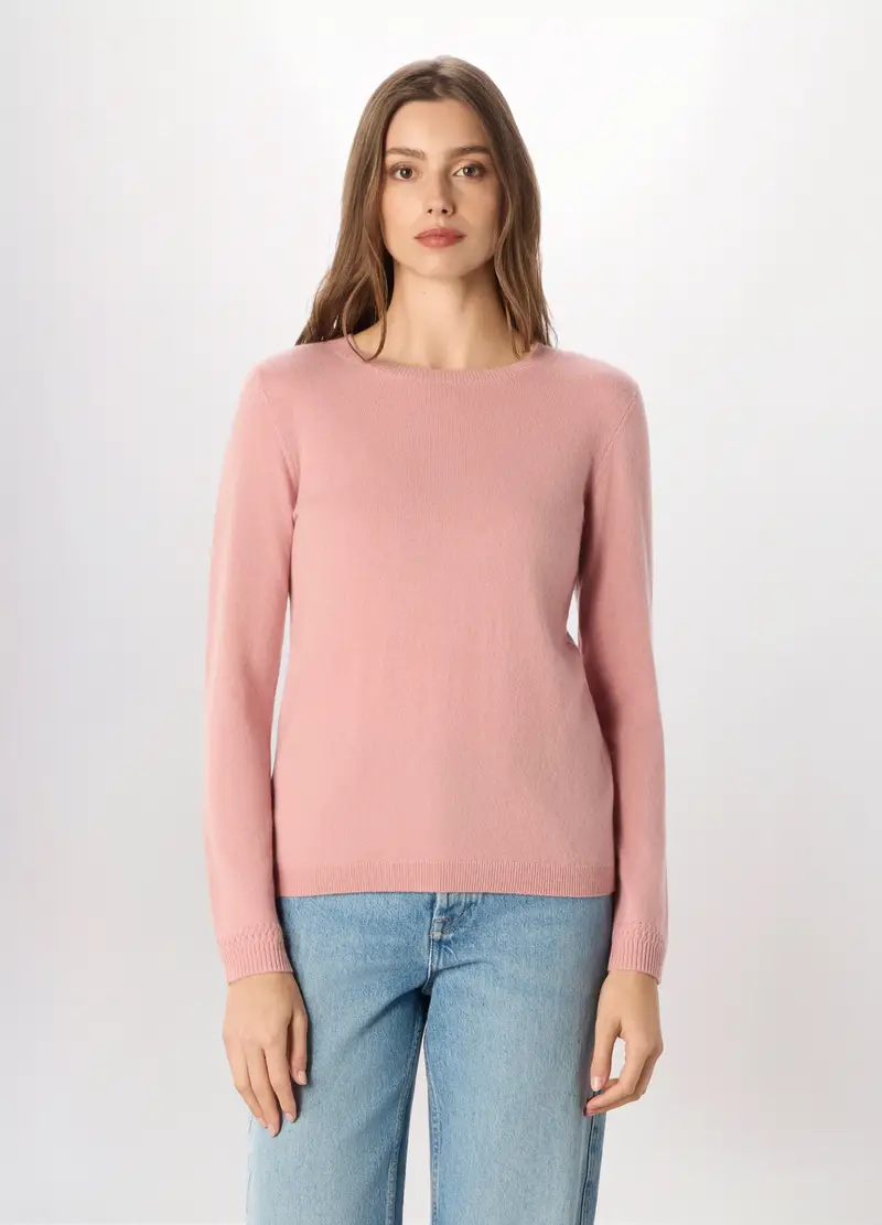 Pullover In Puro Cashmere Donna, Rosa chiaro