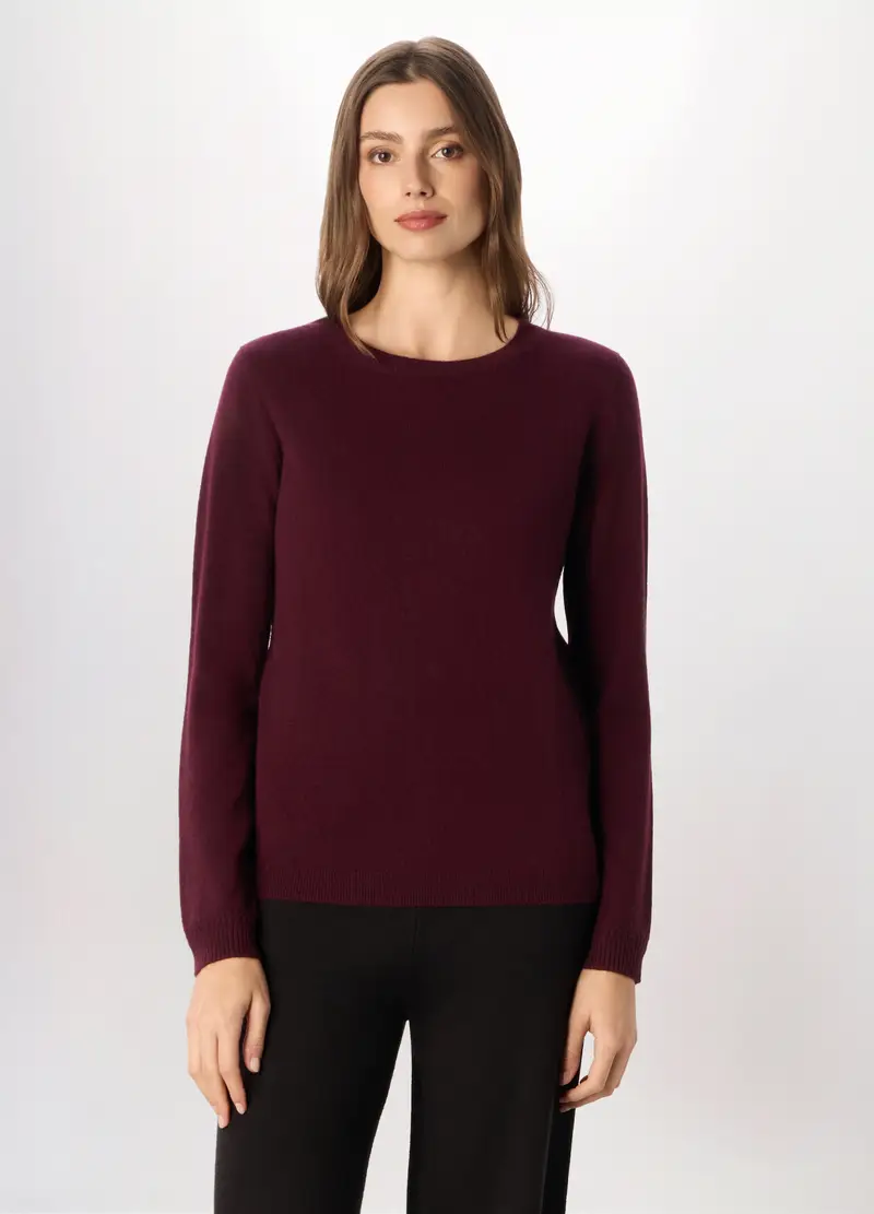 Pullover In Puro Cashmere Donna, Rosso bordeaux