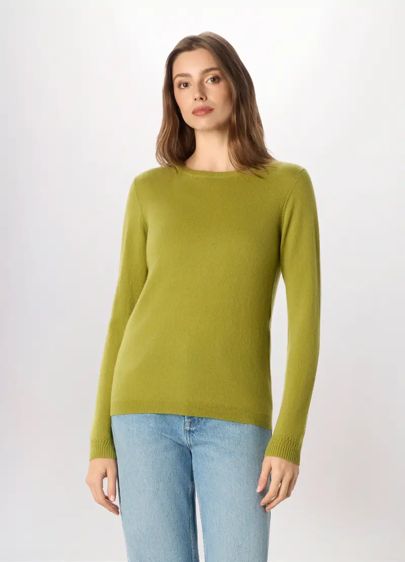 Pullover In Puro Cashmere Donna, Verde chiaro