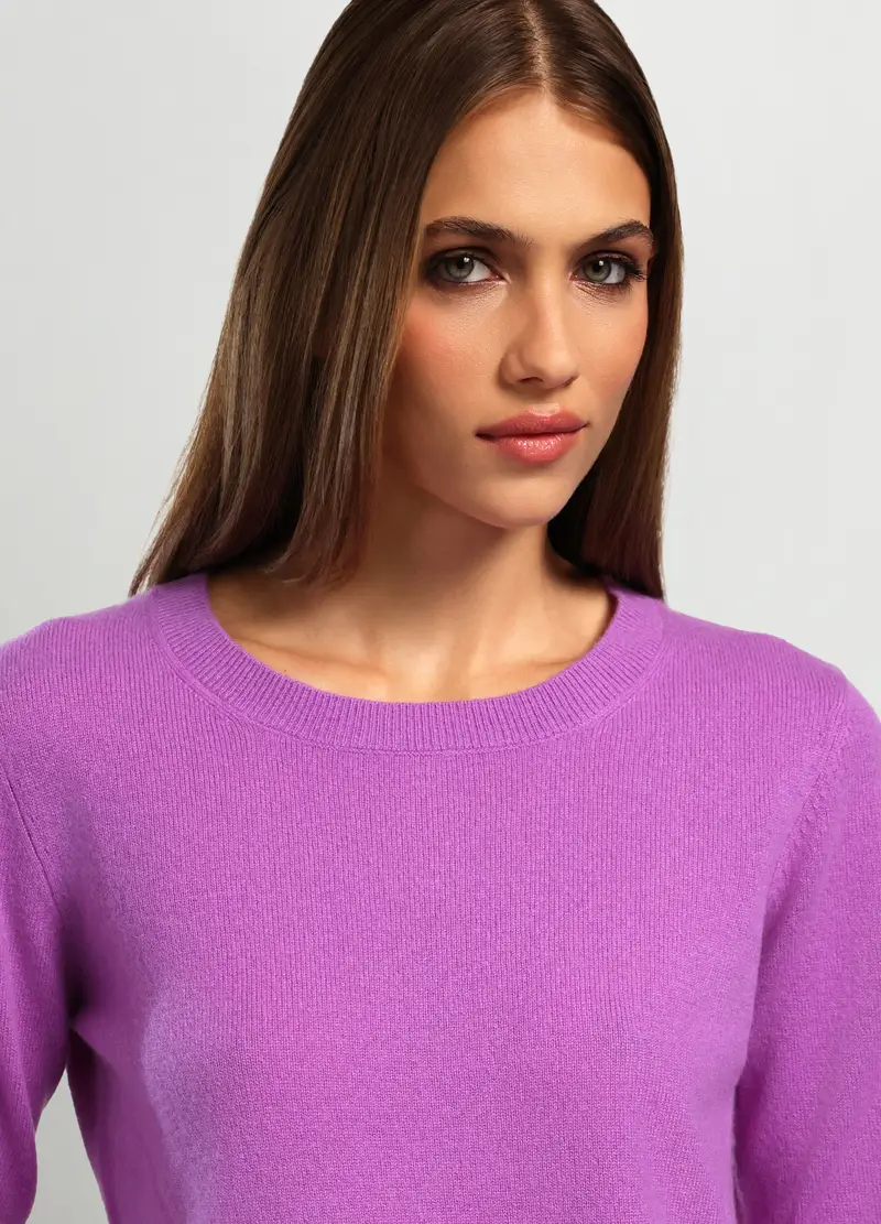 Pullover In Puro Cashmere Donna, Viola malva miniatura 3