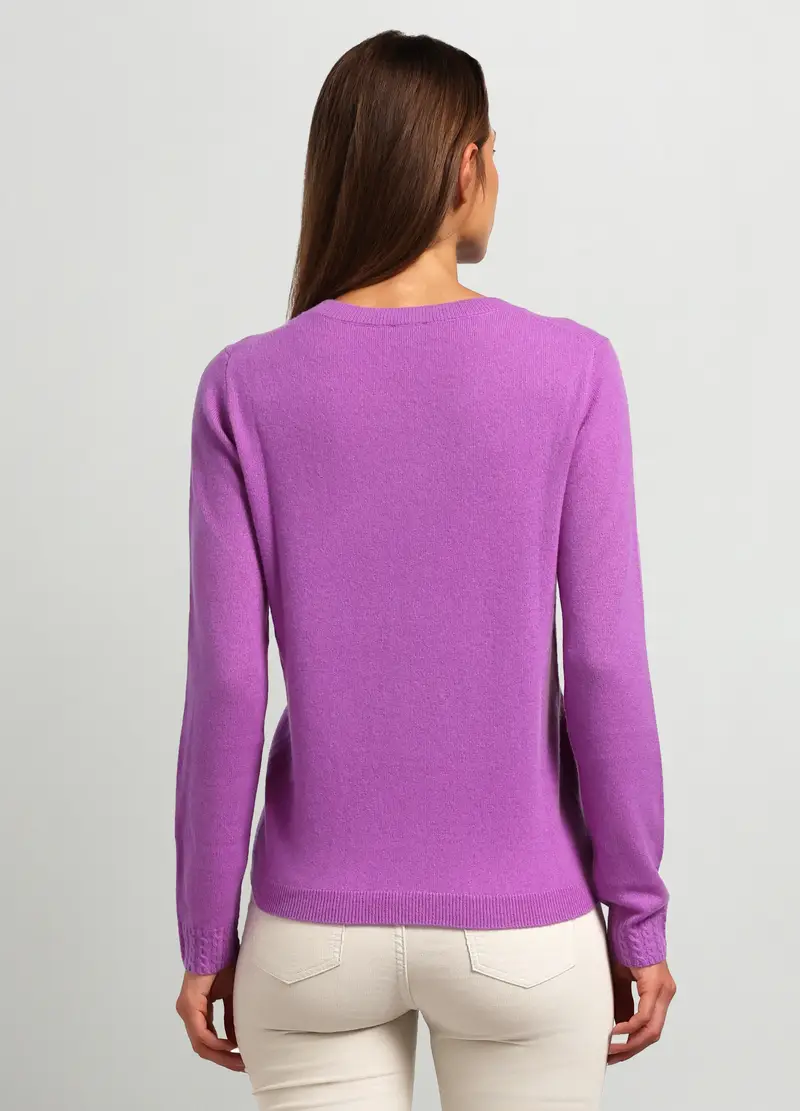 Pullover In Puro Cashmere Donna, Viola malva miniatura 2