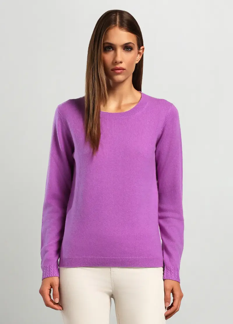 Pullover In Puro Cashmere Donna, Viola malva