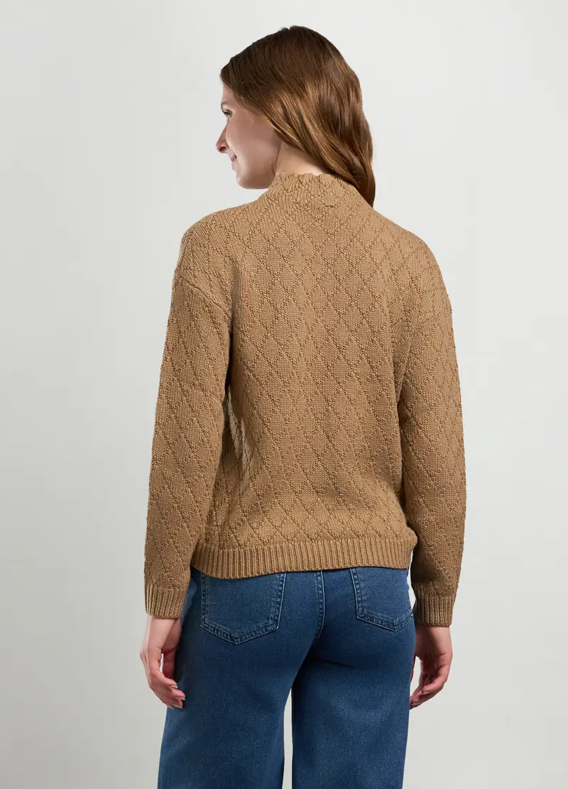 Pullover Jacquard Donna, Beige chiaro miniatura 2