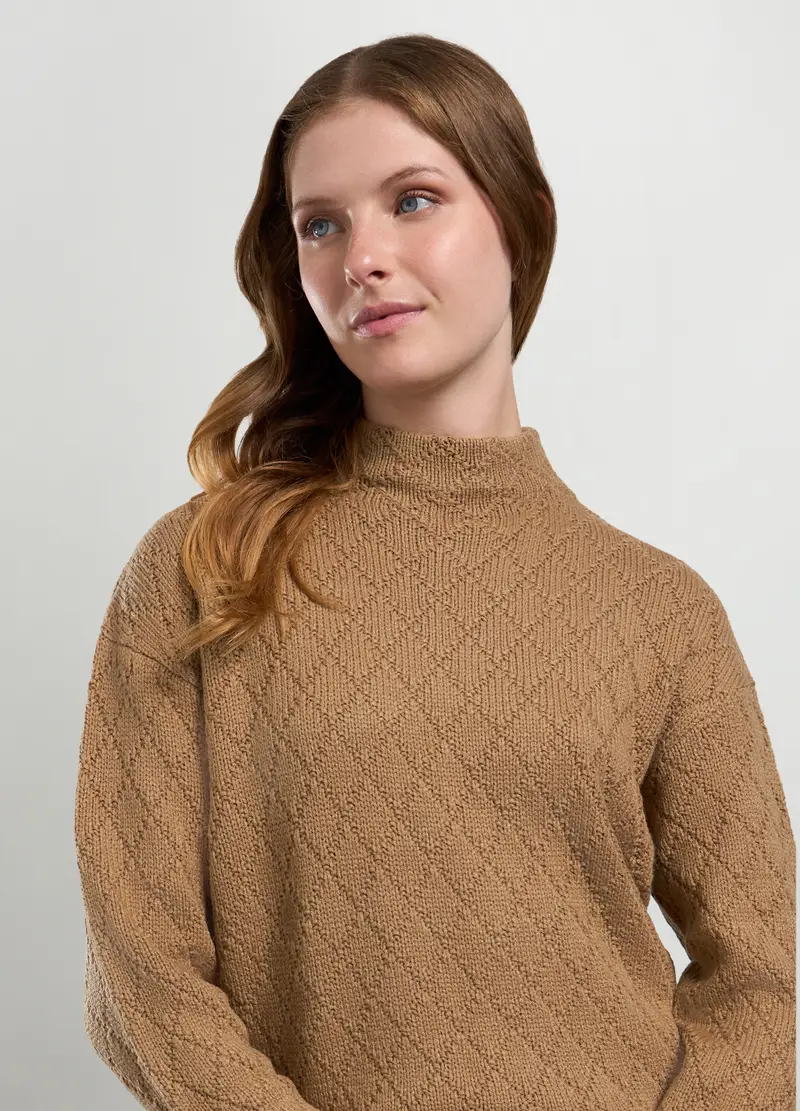 Pullover Jacquard Donna, Beige chiaro miniatura 3