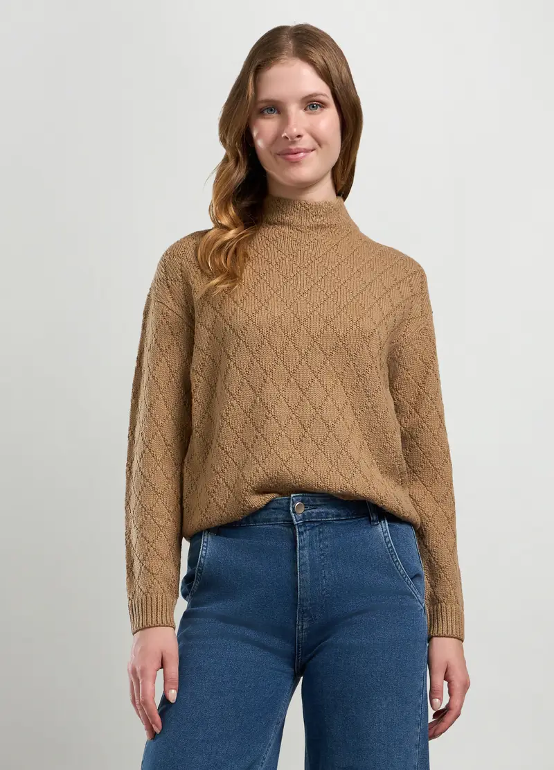 Pullover Jacquard Donna, Beige chiaro