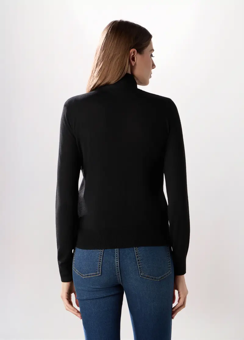 Pullover Misto Cashmere Donna, Nero miniatura 2