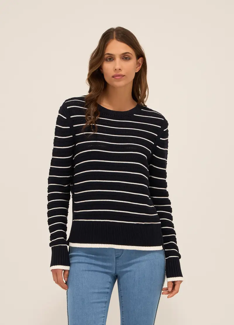 Upim, Pullover Misto Cotone A Righe Donna, Blu navy, Taglia: S
