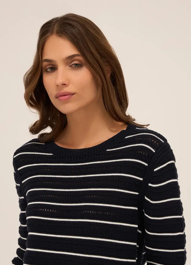 Upim, Pullover Misto Cotone A Righe Donna, Blu navy, Taglia: S miniatura 2