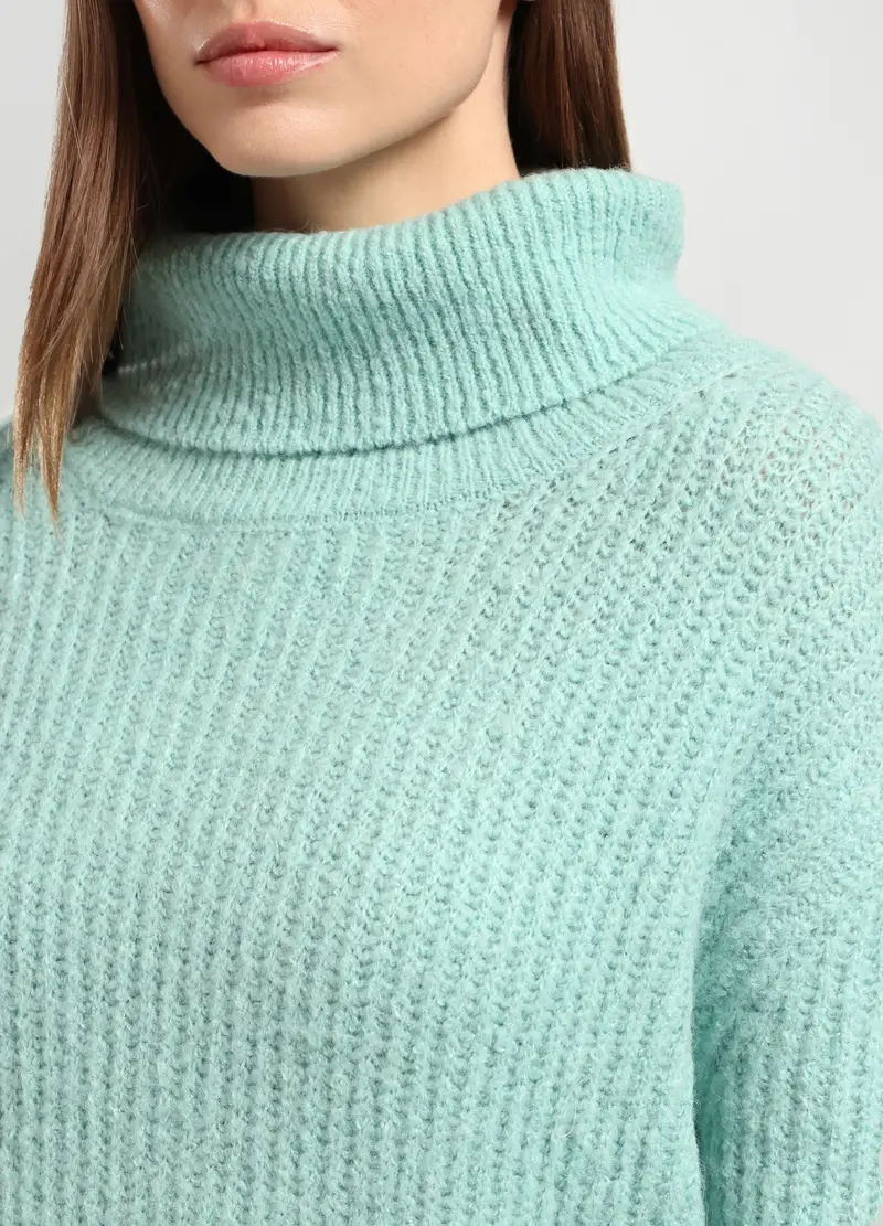 Pullover Misto Lana Donna, Azzurro chiaro miniatura 3