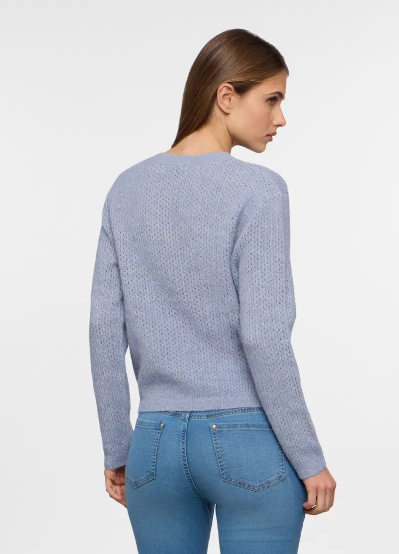 Pullover Misto Lana Donna, Azzurro chiaro miniatura 2