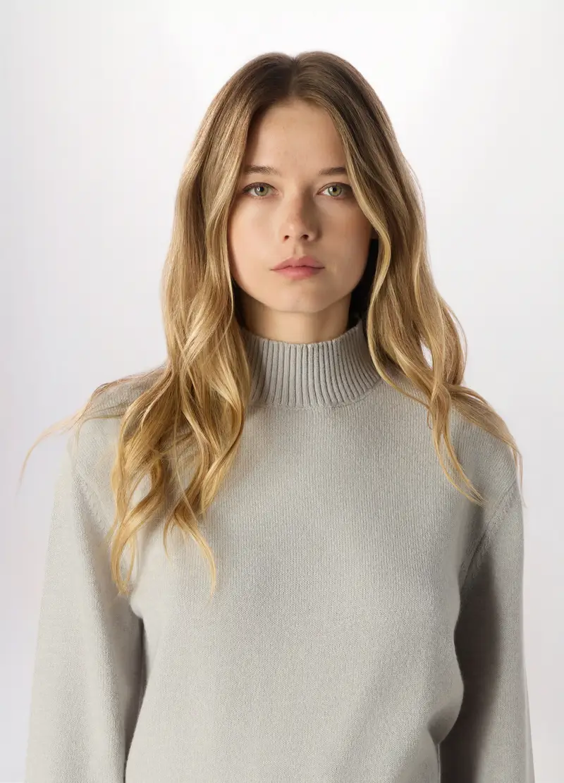 Pullover Misto Lana Donna, Grigio chiaro melange miniatura 3