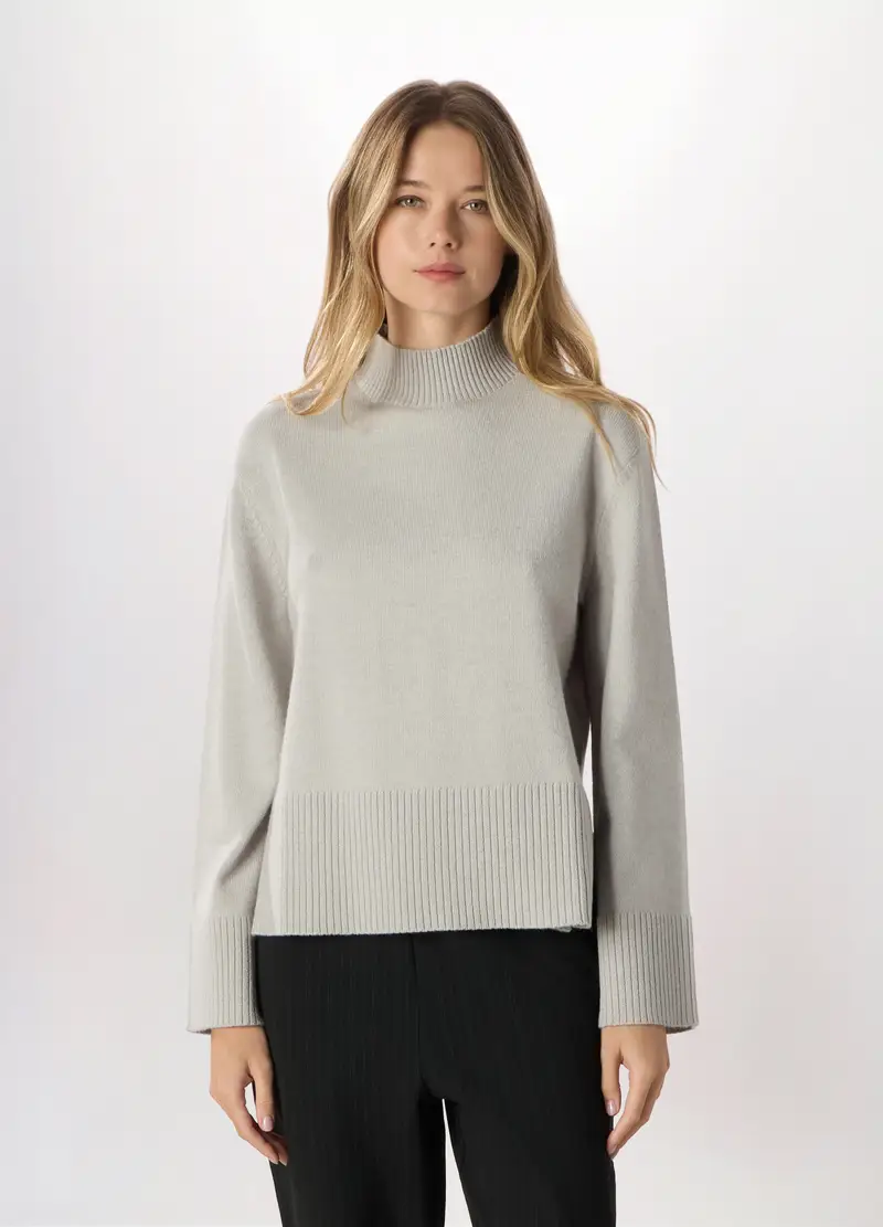 Pullover Misto Lana Donna, Grigio chiaro melange