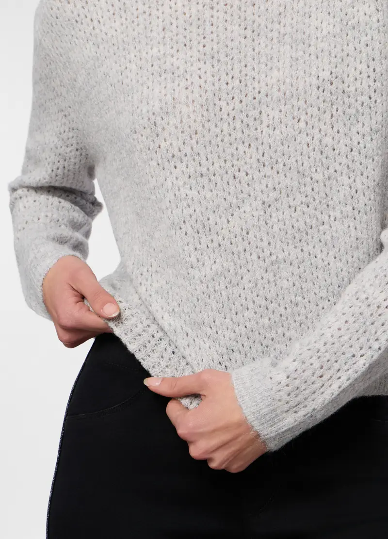 Pullover Misto Lana Donna, Grigio chiaro melange miniatura 3