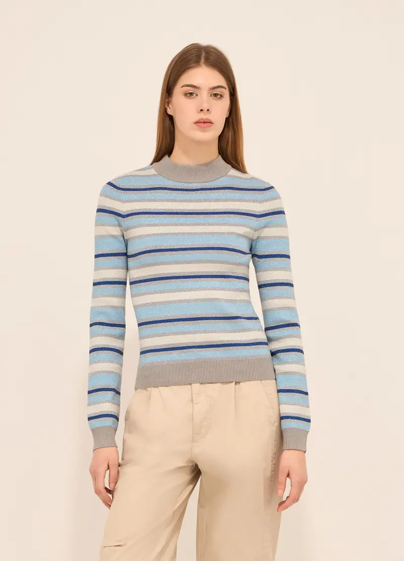 Upim, Pullover Misto Viscosa A Righe Donna, Grigio chiaro, Taglia: XS