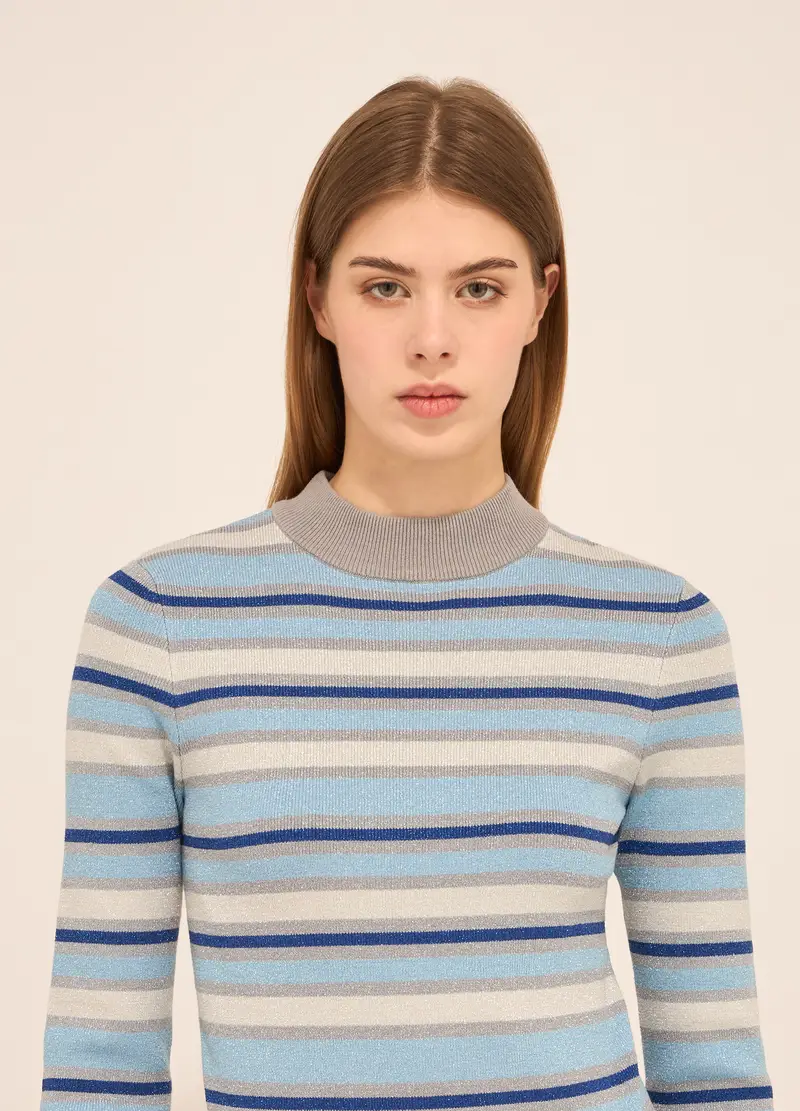 Upim, Pullover Misto Viscosa A Righe Donna, Grigio chiaro, Taglia: XS miniatura 2