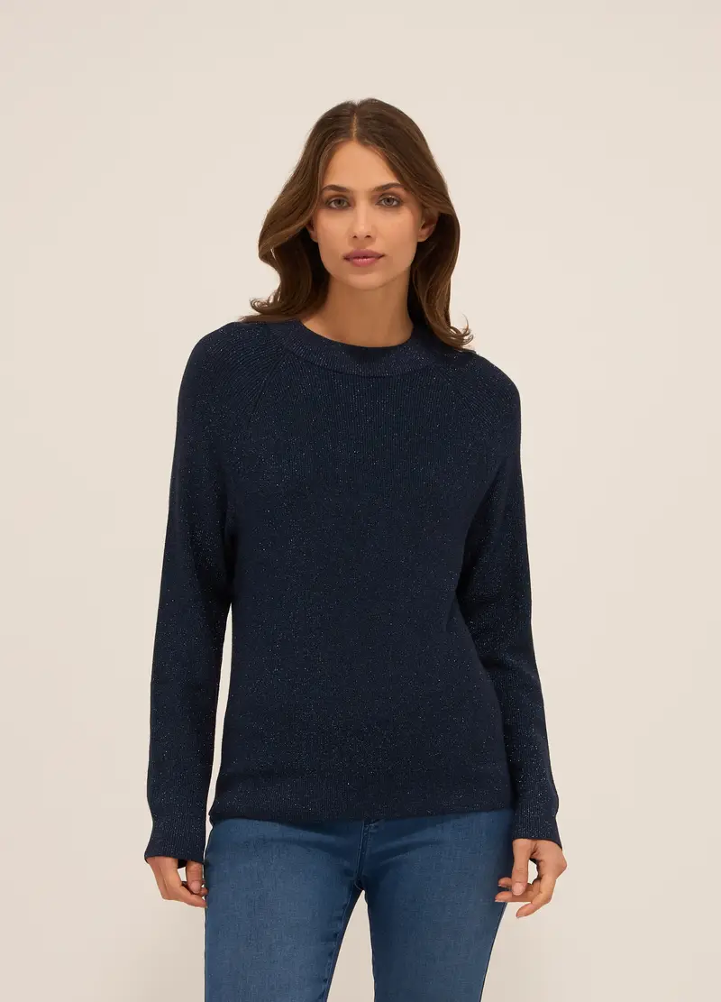 Upim, Pullover Misto Viscosa Con Filo Lurex Donna, Blu navy, Taglia: S