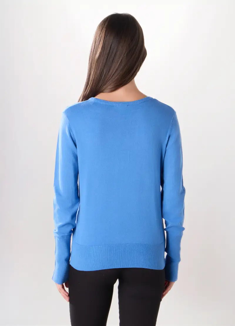 , Pullover Misto Viscosa Donna, Azzurro miniatura 2