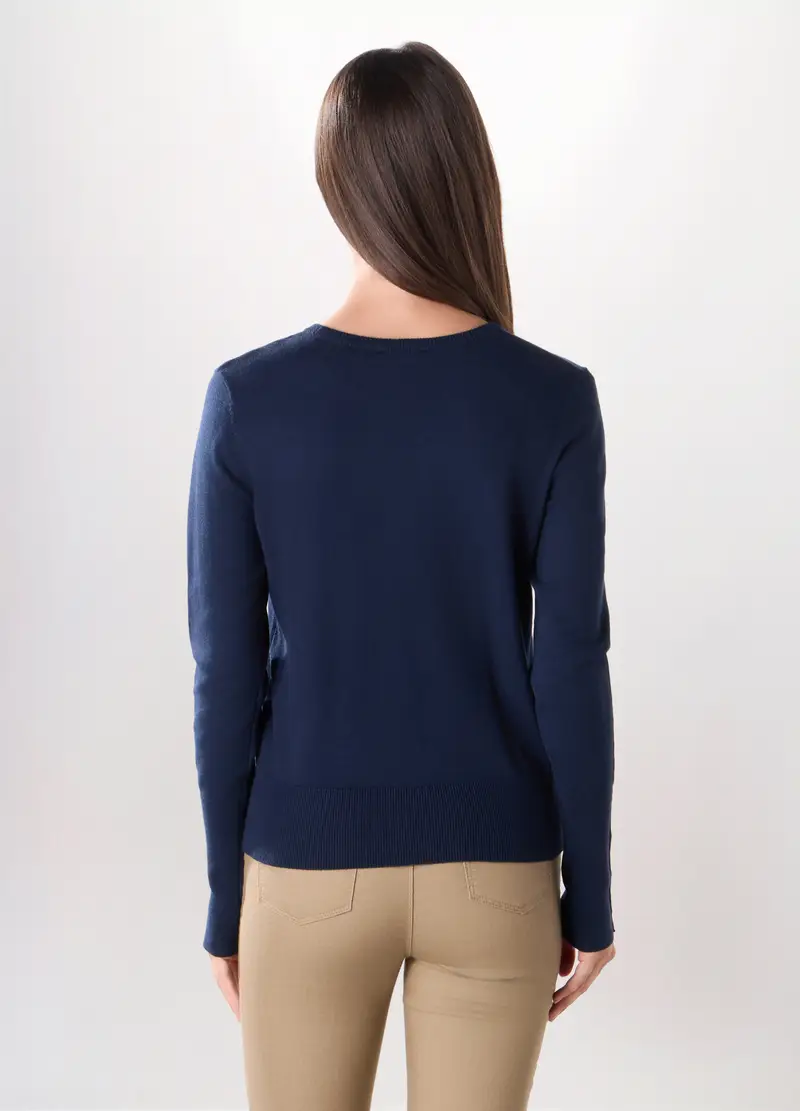 , Pullover Misto Viscosa Donna, Blu navy miniatura 2